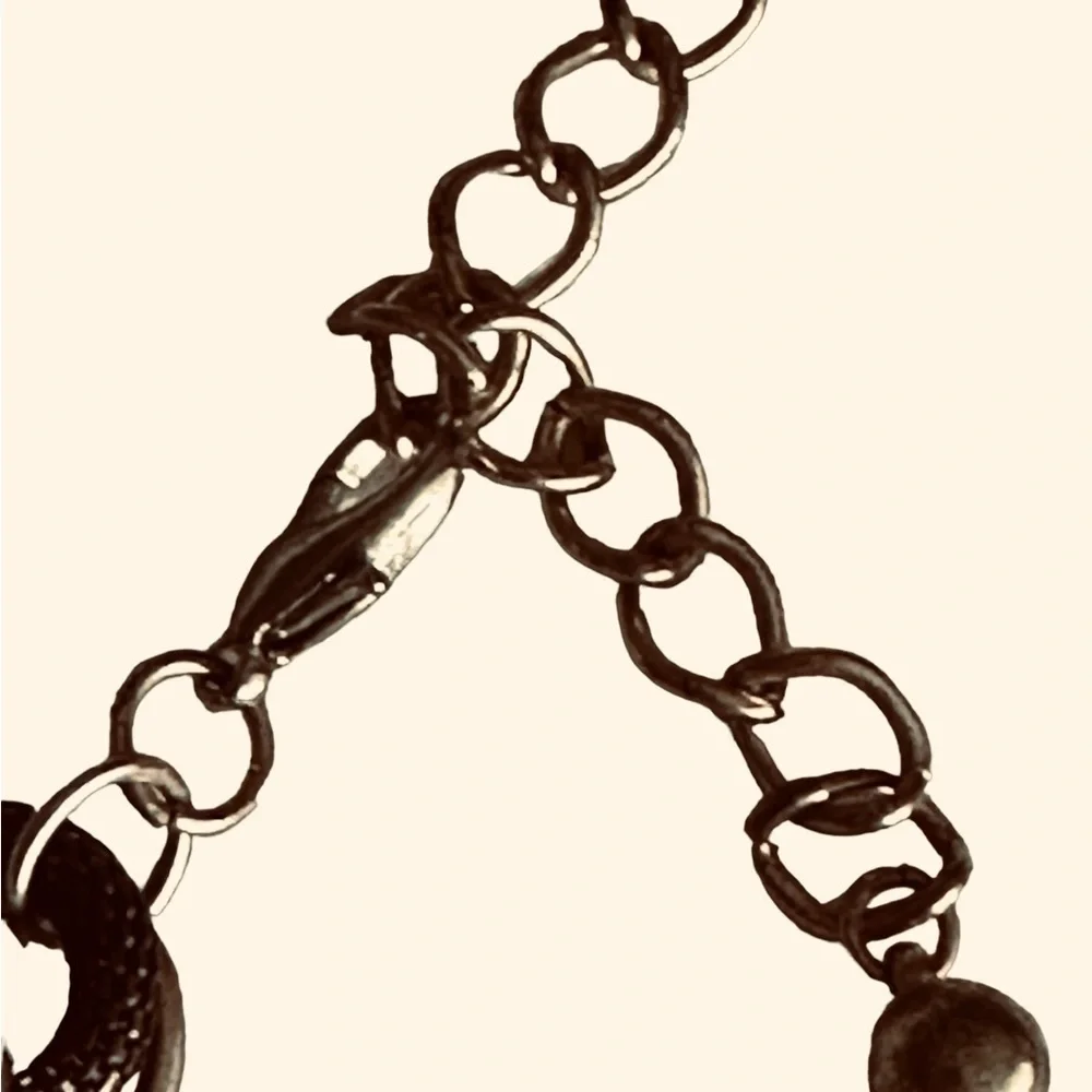 Gold-tone, Black/mesh Link Necklace and earrings set.